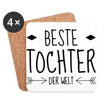 Sohn / Tochter / Familie / Mädchen - Untersetzer (4er-Set) - Weiß - Vorne