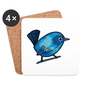 Hübscher kleiner blauer Vogel - Untersetzer (4er-Set) - Weiß - Vorne