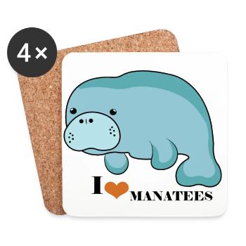 Manatee Love - Coasters (set of 4) - white - Front