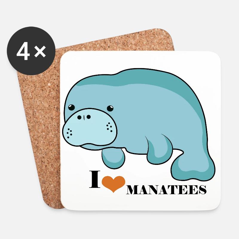 Manatee Love - Untersetzer (4er-Set) - Weiß