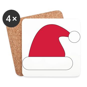 Bonnet de Noel, bonnet de Noel - Dessous de verre (lot de 4) - blanc - Devant