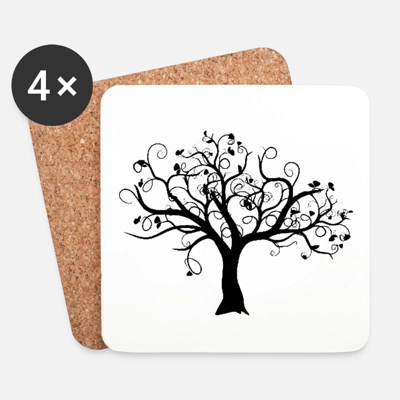 Arbre - Dessous de verre (lot de 4) - blanc