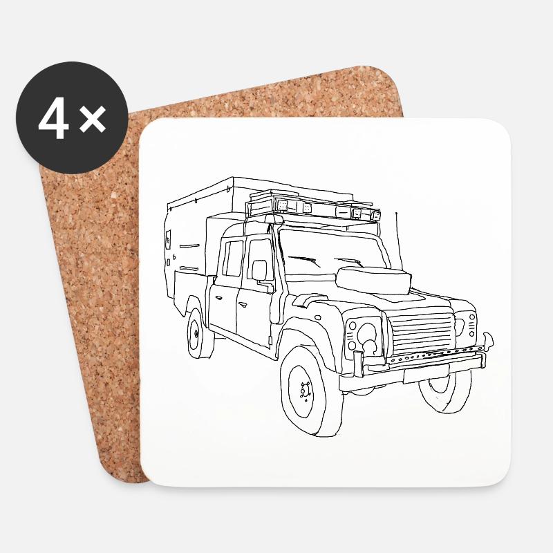 Defender Schwarz - Untersetzer (4er-Set) - Weiß