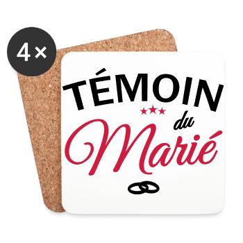 Témoin du marié - Dessous de verre (lot de 4) - blanc - Devant
