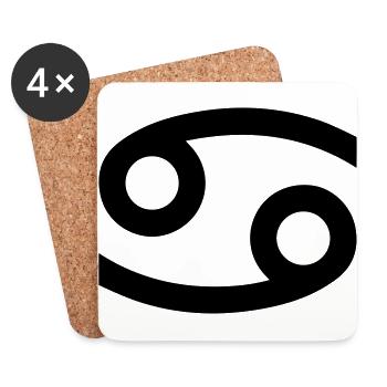 Cancer, signe du zodiaque, astrologie, symbole, horoscope - Dessous de verre (lot de 4) - blanc - Devant
