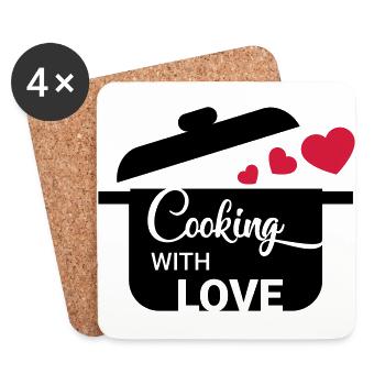 Cooking with love - Untersetzer (4er-Set) - Weiß - Vorne