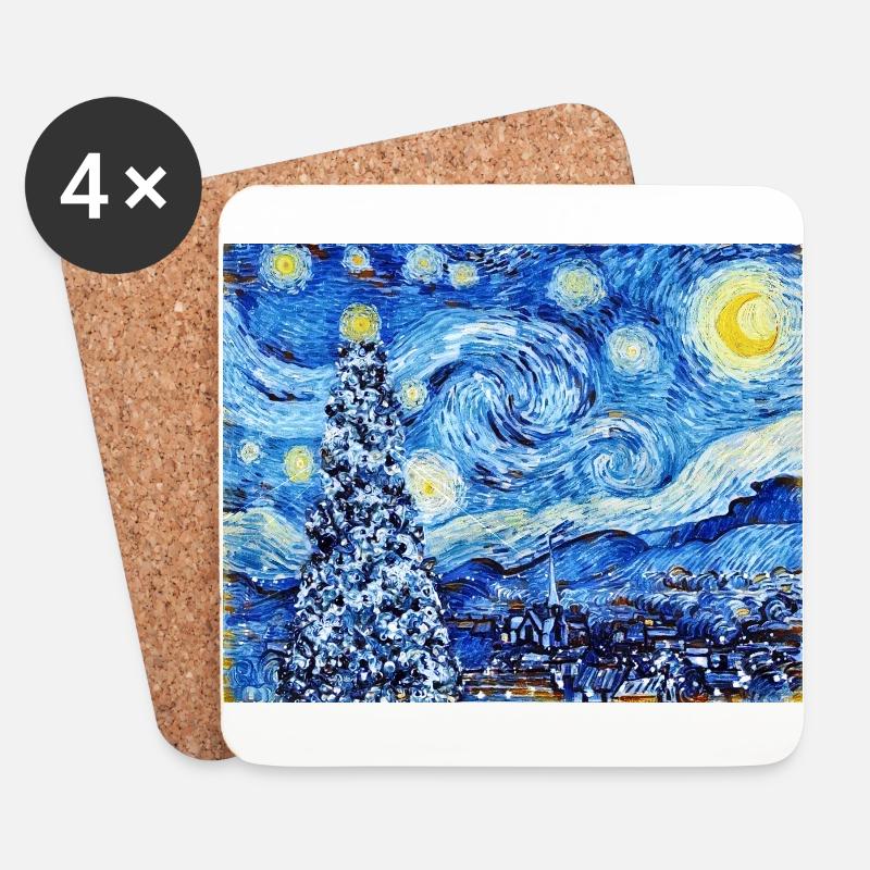 Van Gough Starry Night - White Christmastrendingtr - Untersetzer (4er-Set) - Weiß