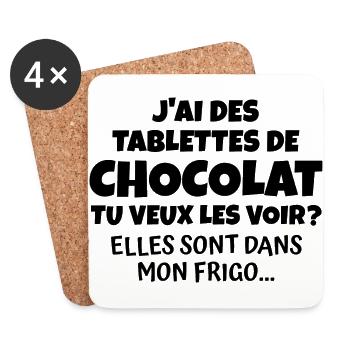 j'ai des tablettes de chocolat - Dessous de verre (lot de 4) - blanc - Devant