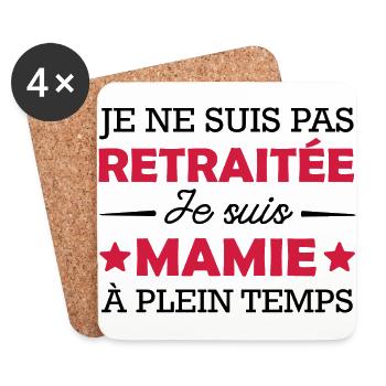 Pas Retraitée mais Mamie -cadeau humour Grand-mère - Dessous de verre (lot de 4) - blanc - Devant