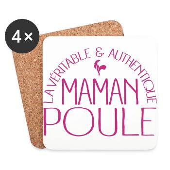 Maman Poule - Dessous de verre (lot de 4) - blanc - Devant