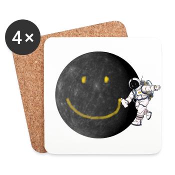 Astronaut laughing moon, cool pictures - Coasters (set of 4) - white - Front