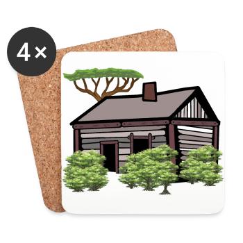 Garden Nature Leisure House Cabin Nature lovers - Coasters (set of 4) - white - Front