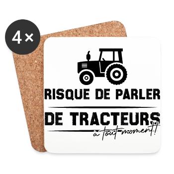 Risque de parler de tracteurs à tout moment - Dessous de verre (lot de 4) - blanc - Devant