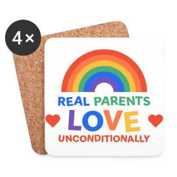 Les parents LGBTQ aiment les arcs-en-ciel inconditionnellement - Dessous de verre (lot de 4) - blanc - Devant