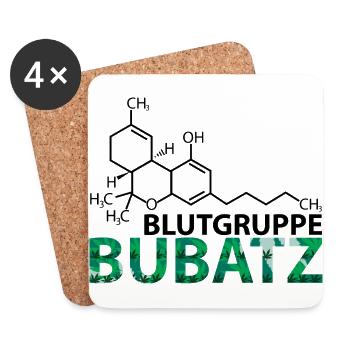 BLUTGRUPPE BUBATZ / THC / WEED / CANNABIS /OTT - Untersetzer (4er-Set) - Weiß - Vorne
