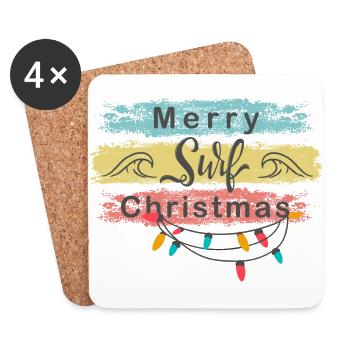 Merry Surf Christmas - Christmas Design - Coasters (set of 4) - white - Front