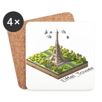 Tour Eiffel low poly géométrique - Dessous de verre (lot de 4) - blanc - Devant