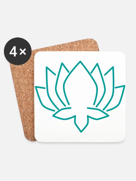 Yoga Lotus Blume türkis - Untersetzer (4er-Set) - Weiß