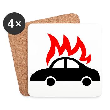 burning car - Coasters (set of 4) - white - Front