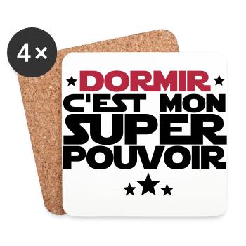 mon super pouvoir (dormir) - Dessous de verre (lot de 4) - blanc - Devant