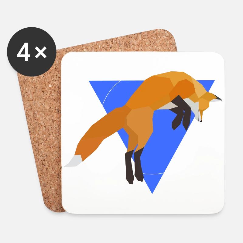 Geometric Fox Jumping - Untersetzer (4er-Set) - Weiß