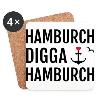Hamburch DIGGA Hamburch - Untersetzer (4er-Set) - Weiß - Vorne