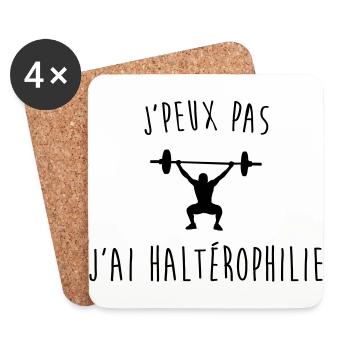 j'peux pas j'ai halterophilie - Dessous de verre (lot de 4) - blanc - Devant