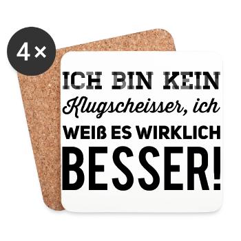 ich bin kein Klugscheisser - Untersetzer (4er-Set) - Weiß - Vorne