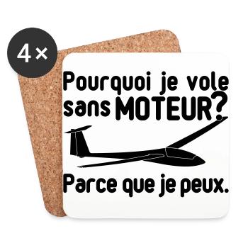 vol à voile sans moteur - Dessous de verre (lot de 4) - blanc - Devant