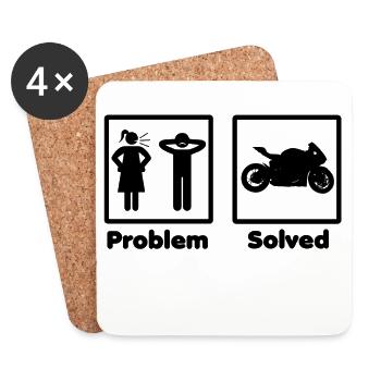 problem solved motorrad bike - Untersetzer (4er-Set) - Weiß - Vorne