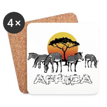 Zèbres AFRICA Afrique coucher de soleil Romance pure - Dessous de verre (lot de 4) - blanc - Devant