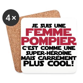 je suis une femme pompier - Dessous de verre (lot de 4) - blanc - Devant
