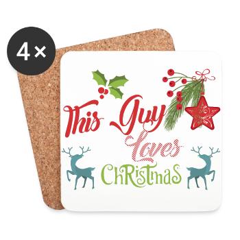 Christmas Guy Love Christmas Xmas Gift - Coasters (set of 4) - white - Front