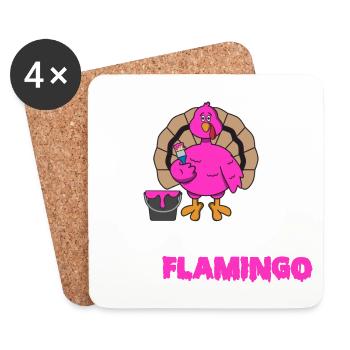 Thanksgiving Rosa Türkei versteckt sich als Flamingo Geschenk - Untersetzer (4er-Set) - Weiß - Vorne