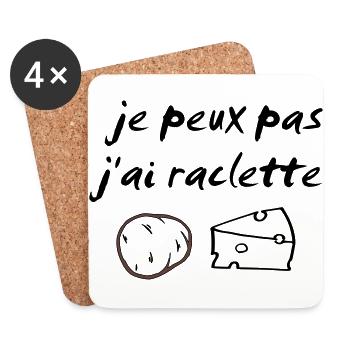 je peux pas j'ai raclette - Dessous de verre (lot de 4) - blanc - Devant