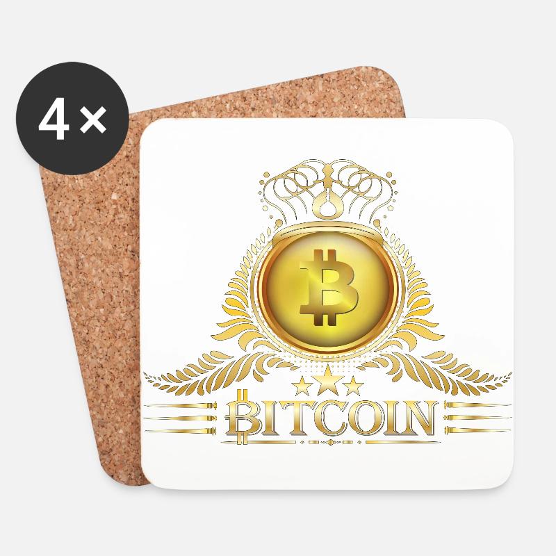 Bitcoin Krone - Untersetzer (4er-Set) - Weiß
