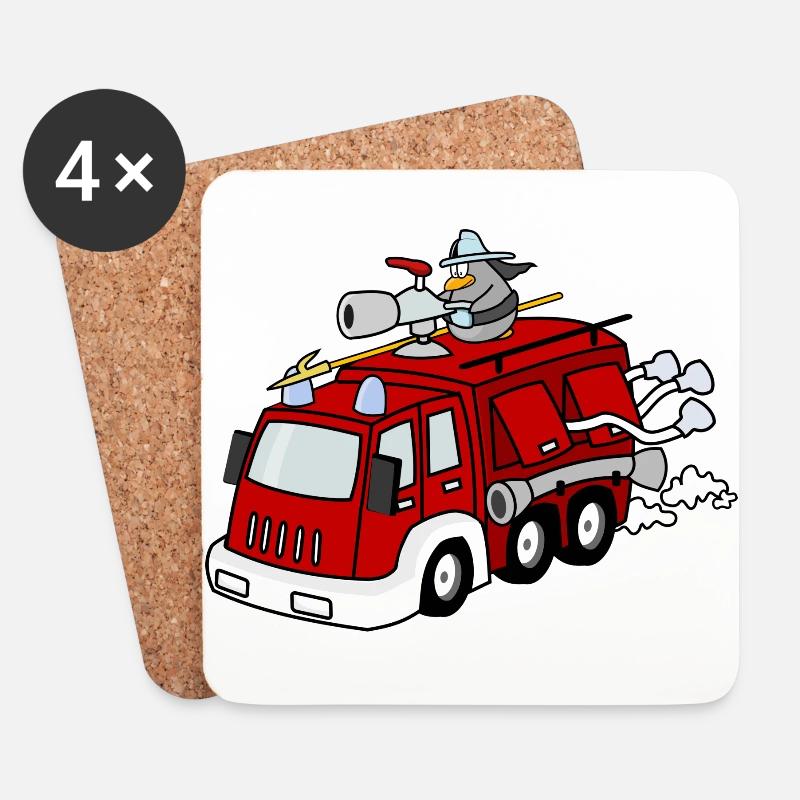 feuerwehr feuerwehrmann firefighter firetruck fire - Untersetzer (4er-Set) - Weiß