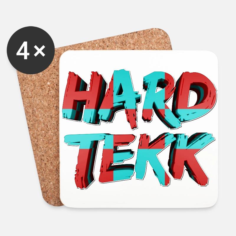 HardTekk 3D Schriftzug 004 - Untersetzer (4er-Set) - Weiß