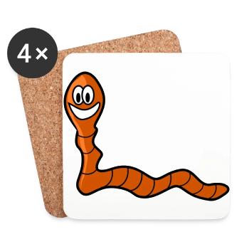 ver de terre ver de terre ver de terre enfant cadeau idée - Dessous de verre (lot de 4) - blanc - Devant