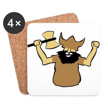 Viking Man Gift Strong Axe Beard Idea Earlier - Coasters (set of 4) - white - Front