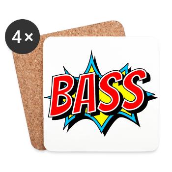 BASS als Comic Knall - Bass muss eben laut - Untersetzer (4er-Set) - Weiß - Vorne