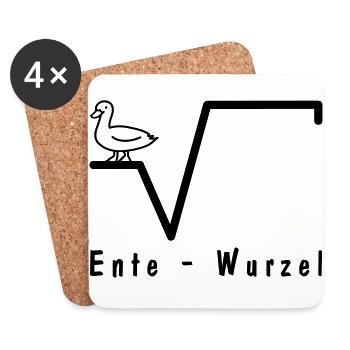 Mathe Ente Wurzel Schule, Uni Witze Text - Untersetzer (4er-Set) - Weiß - Vorne