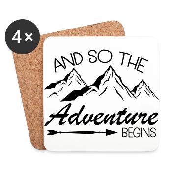 And so the adventure begins hiking - hiking - Coasters (set of 4) - white - Front