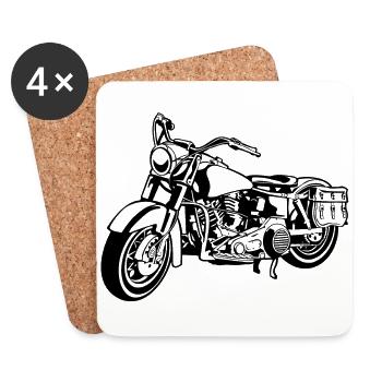 Chopper motorcycle 10_black - Coasters (set of 4) - white - Front