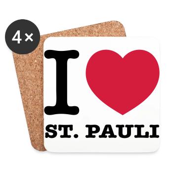 I love St. Pauli - Untersetzer (4er-Set) - Weiß - Vorne