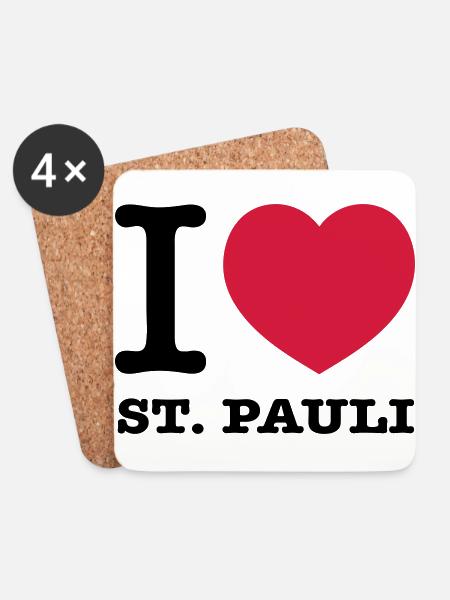 I love St. Pauli - Untersetzer (4er-Set) - Weiß