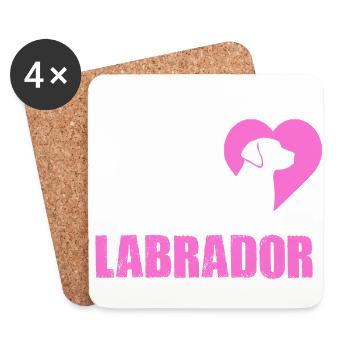 Hund Hunde Labrador Frau Liebe Haustier Geschenk - Untersetzer (4er-Set) - Weiß - Vorne