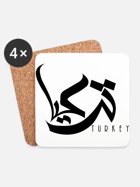 Arabic typography Turkey - Coasters (set of 4) - white