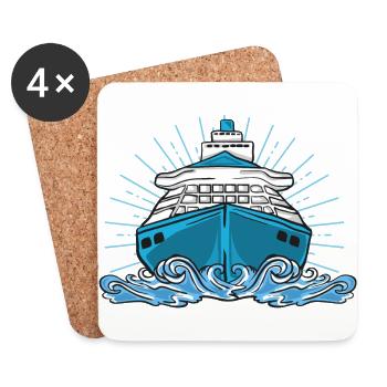 Ship cruise lake sea cruise ship boat - Coasters (set of 4) - white - Front