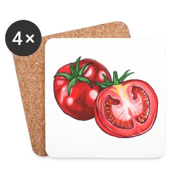 tomate - Dessous de verre (lot de 4) - blanc - Devant
